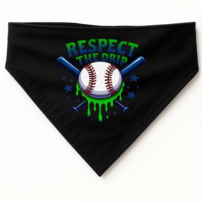 Respect The Drip Baseball Home Plate Ice Cream Dripping USA-Made Doggie Bandana