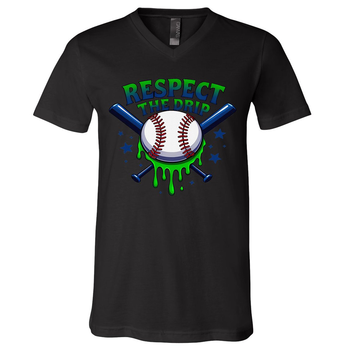 Respect The Drip Baseball Home Plate Ice Cream Dripping V-Neck T-Shirt