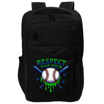 Respect The Drip Baseball Home Plate Ice Cream Dripping Impact Tech Backpack