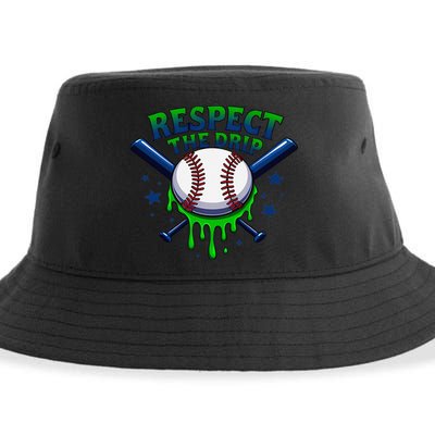 Respect The Drip Baseball Home Plate Ice Cream Dripping Sustainable Bucket Hat