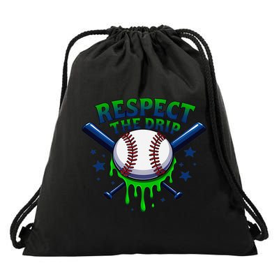 Respect The Drip Baseball Home Plate Ice Cream Dripping Drawstring Bag