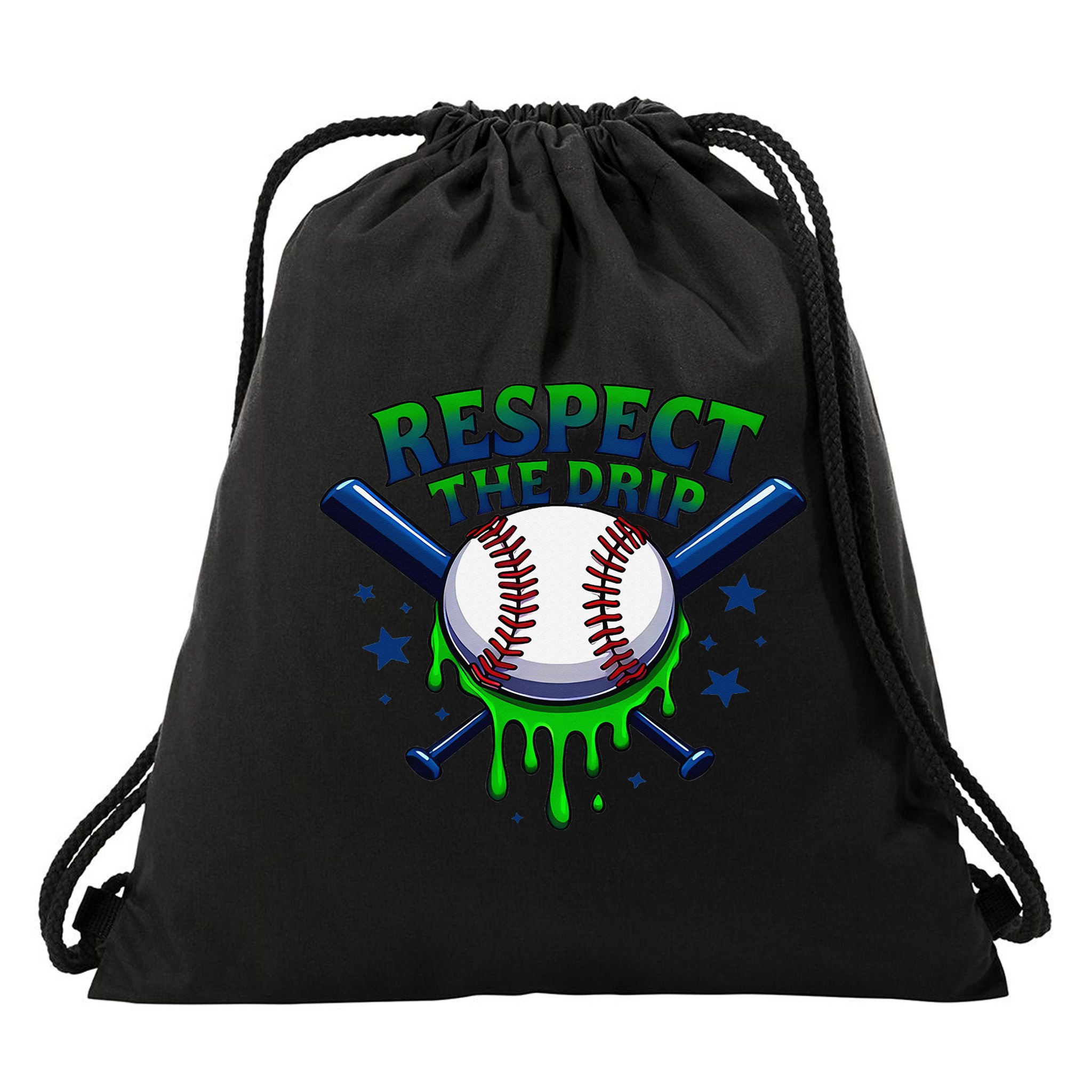 Respect The Drip Baseball Home Plate Ice Cream Dripping Drawstring Bag