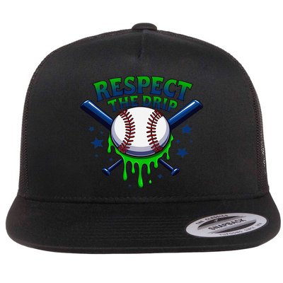 Respect The Drip Baseball Home Plate Ice Cream Dripping Flatbill Hat