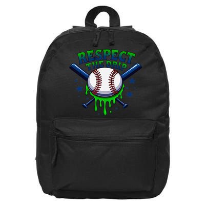 Respect The Drip Baseball Home Plate Ice Cream Dripping 16 in Basic Backpack