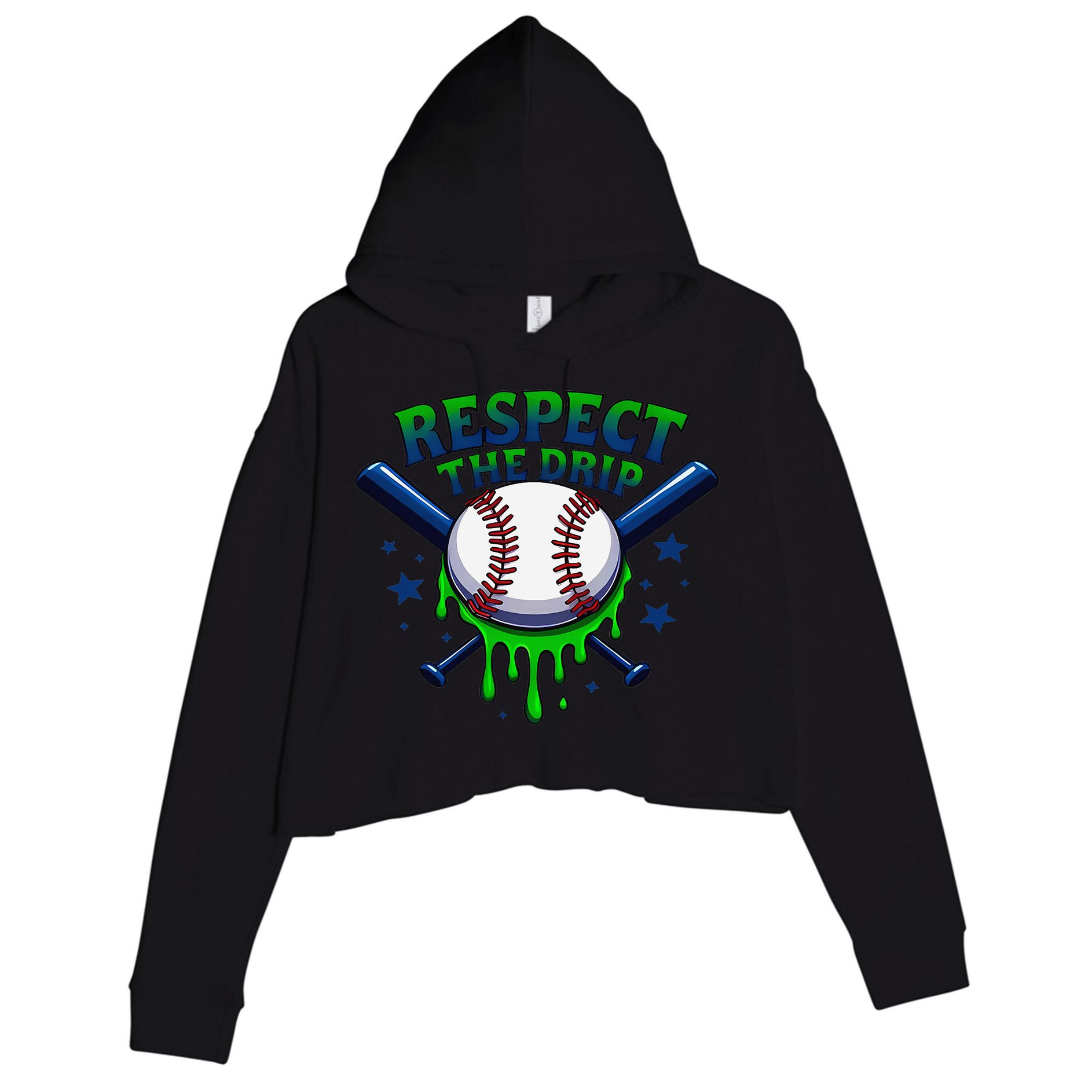 Respect The Drip Baseball Home Plate Ice Cream Dripping Crop Fleece Hoodie