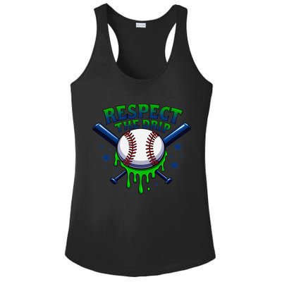 Respect The Drip Baseball Home Plate Ice Cream Dripping Ladies PosiCharge Competitor Racerback Tank