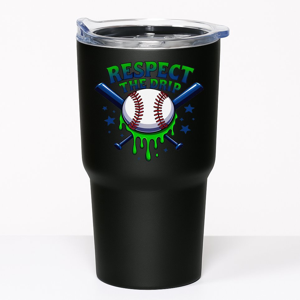 Respect The Drip Baseball Home Plate Ice Cream Dripping Tumbler