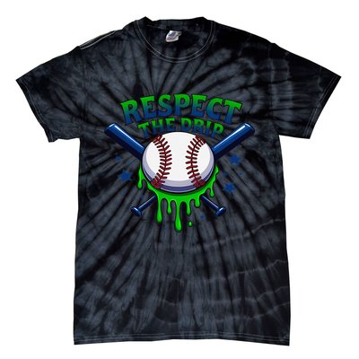 Respect The Drip Baseball Home Plate Ice Cream Dripping Tie-Dye T-Shirt