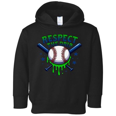 Respect The Drip Baseball Home Plate Ice Cream Dripping Toddler Hoodie