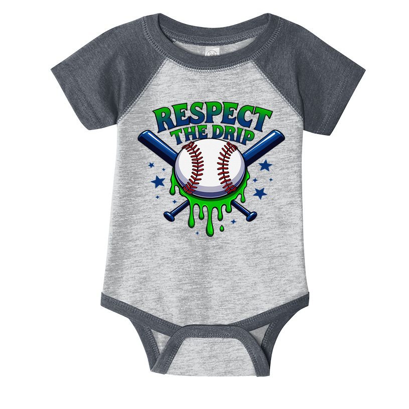 Respect The Drip Baseball Home Plate Ice Cream Dripping Infant Baby Jersey Bodysuit