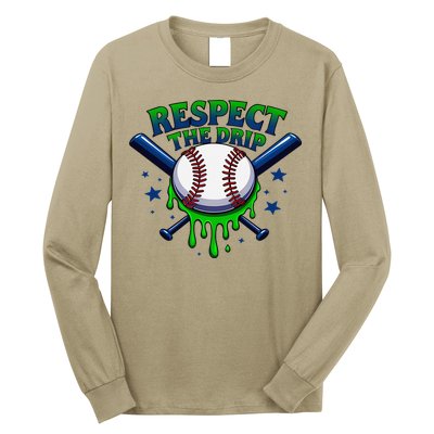 Respect The Drip Baseball Home Plate Ice Cream Dripping Long Sleeve Shirt