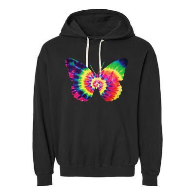 Rainbow Tie Dye Butterfly Tye Die Look Cool Garment-Dyed Fleece Hoodie