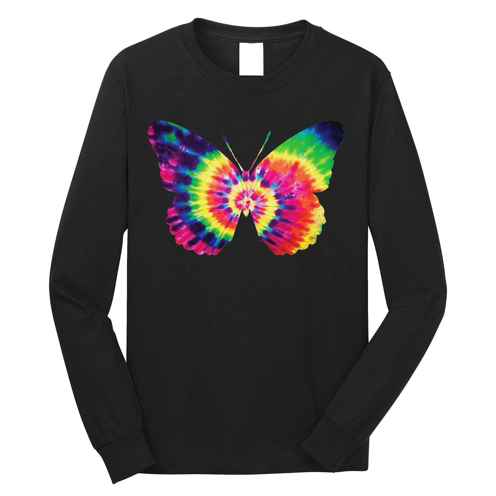 Rainbow Tie Dye Butterfly Tye Die Look Cool Long Sleeve Shirt