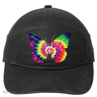 Rainbow Tie Dye Butterfly Tye Die Look Cool 7-Panel Snapback Hat
