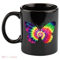 Rainbow Tie Dye Butterfly Tye Die Look Cool 11oz C Handle Ceramic Mug