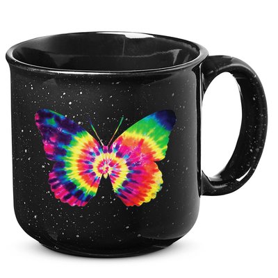 Rainbow Tie Dye Butterfly Tye Die Look Cool 15oz Campfire Ceramic Mug