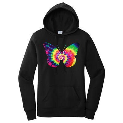 Rainbow Tie Dye Butterfly Tye Die Look Cool Women's Pullover Hoodie