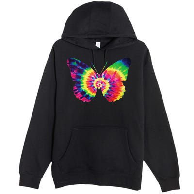 Rainbow Tie Dye Butterfly Tye Die Look Cool Premium Pullover Hoodie