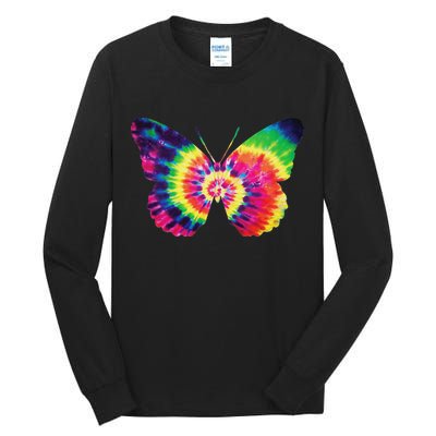 Rainbow Tie Dye Butterfly Tye Die Look Cool Tall Long Sleeve T-Shirt