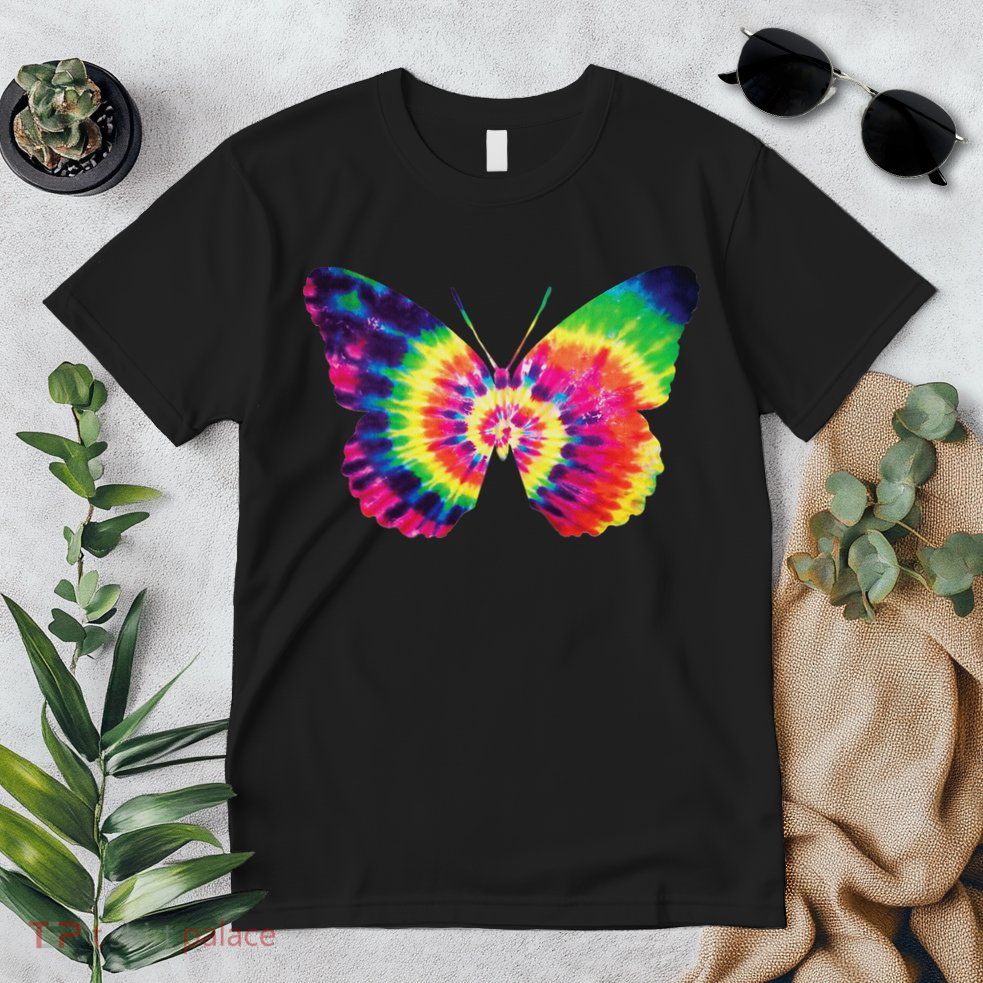 Rainbow Tie Dye Butterfly Tye Die Look Cool Premium T-Shirt