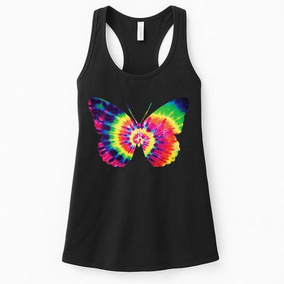 Rainbow Tie Dye Butterfly Tye Die Look Cool Womens Tank Top
