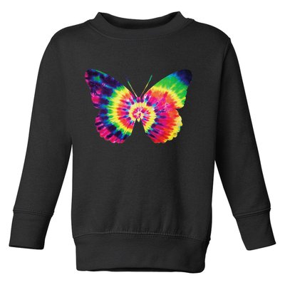 Rainbow Tie Dye Butterfly Tye Die Look Cool Toddler Sweatshirt
