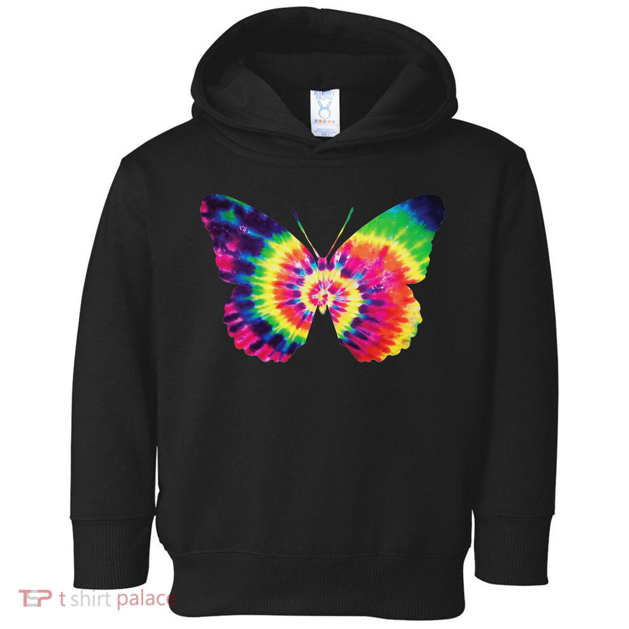 Rainbow Tie Dye Butterfly Tye Die Look Cool Toddler Hoodie