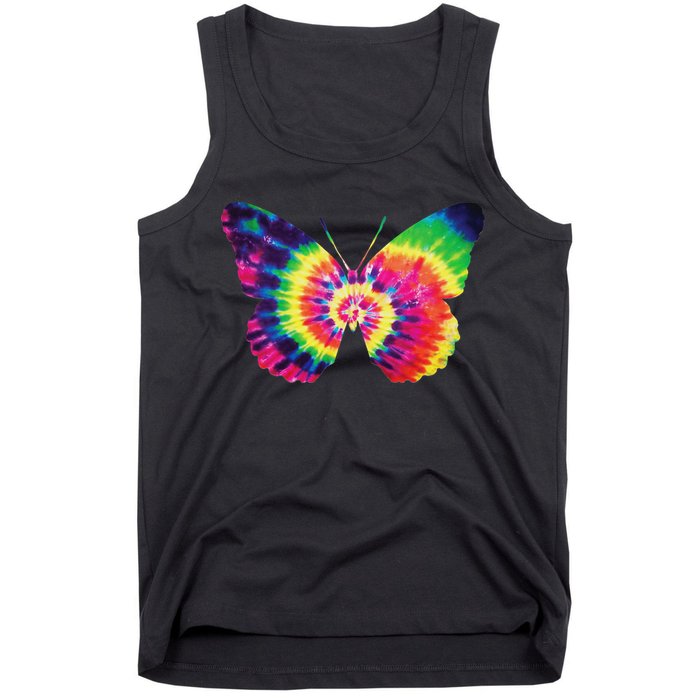 Rainbow Tie Dye Butterfly Tye Die Look Cool Tank Top