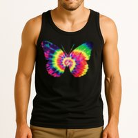 Rainbow Tie Dye Butterfly Tye Die Look Cool Tank Top