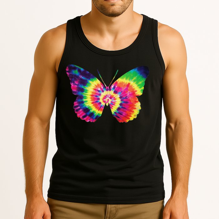 Rainbow Tie Dye Butterfly Tye Die Look Cool Tank Top