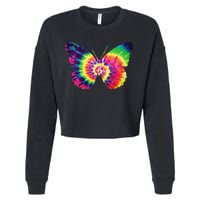 Rainbow Tie Dye Butterfly Tye Die Look Cool Cropped Pullover Crew