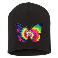 Rainbow Tie Dye Butterfly Tye Die Look Cool Short Acrylic Beanie