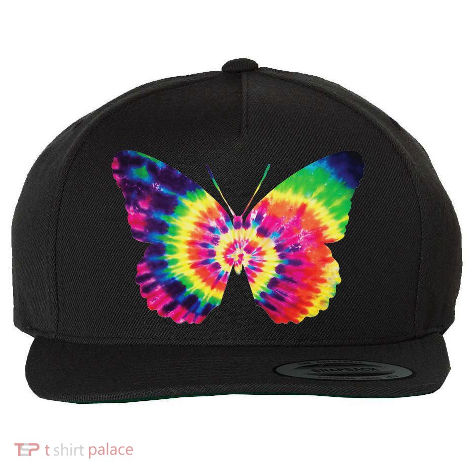 Rainbow Tie Dye Butterfly Tye Die Look Cool Wool Snapback Cap