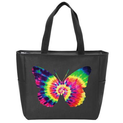 Rainbow Tie Dye Butterfly Tye Die Look Cool Zip Tote Bag