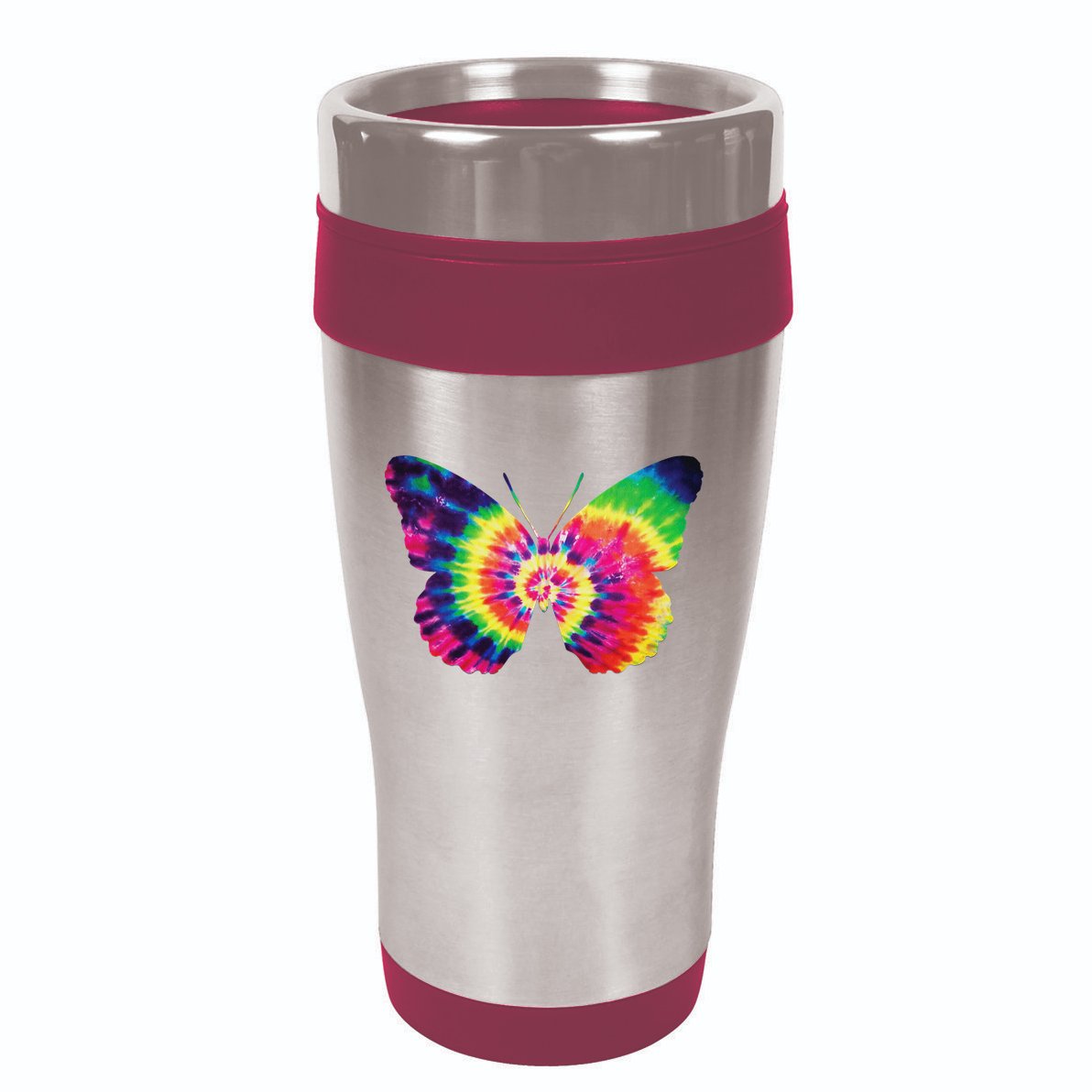 Rainbow Tie Dye Butterfly Tye Die Look Cool 16oz Travel Tumbler