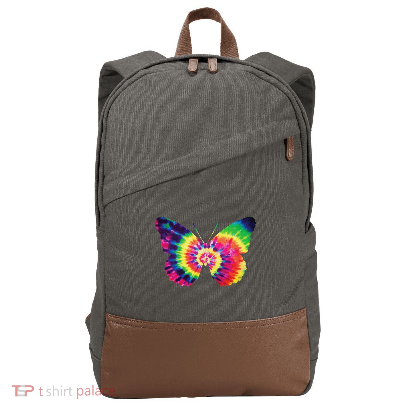 Rainbow Tie Dye Butterfly Tye Die Look Cool Cotton Canvas Backpack