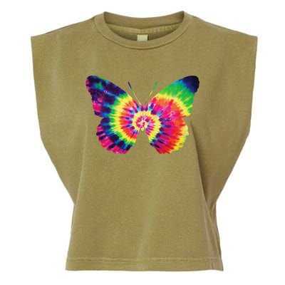 Rainbow Tie Dye Butterfly Tye Die Look Cool Garment-Dyed Women's Muscle Tee