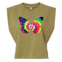 Rainbow Tie Dye Butterfly Tye Die Look Cool Garment-Dyed Women's Muscle Tee