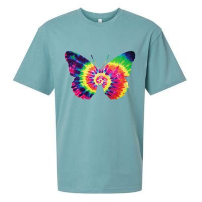 Rainbow Tie Dye Butterfly Tye Die Look Cool Sueded Cloud Jersey T-Shirt