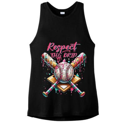 Respect The Drip Ice Cream Dripping Ladies PosiCharge Tri-Blend Wicking Tank