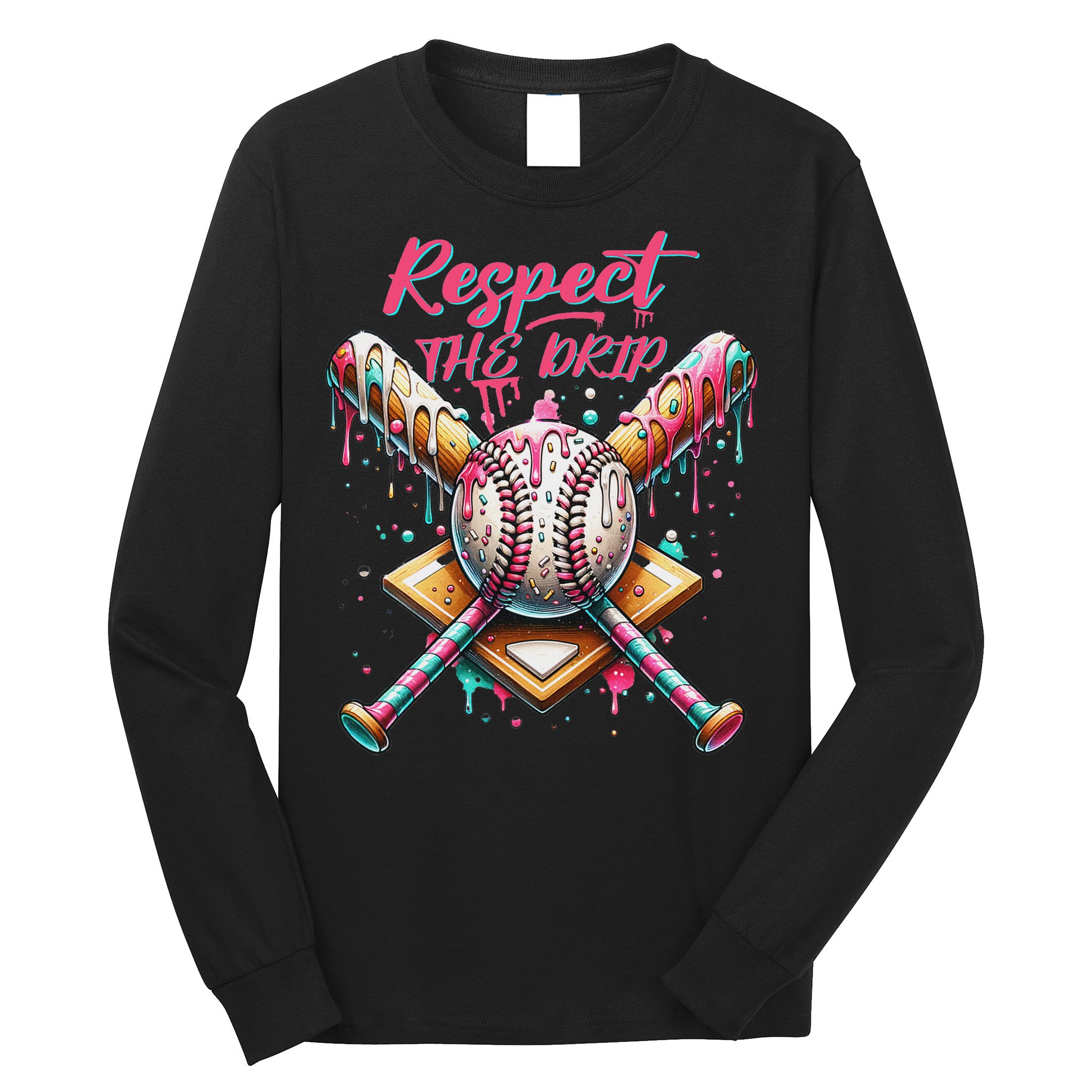 Respect The Drip Ice Cream Dripping Long Sleeve Shirt
