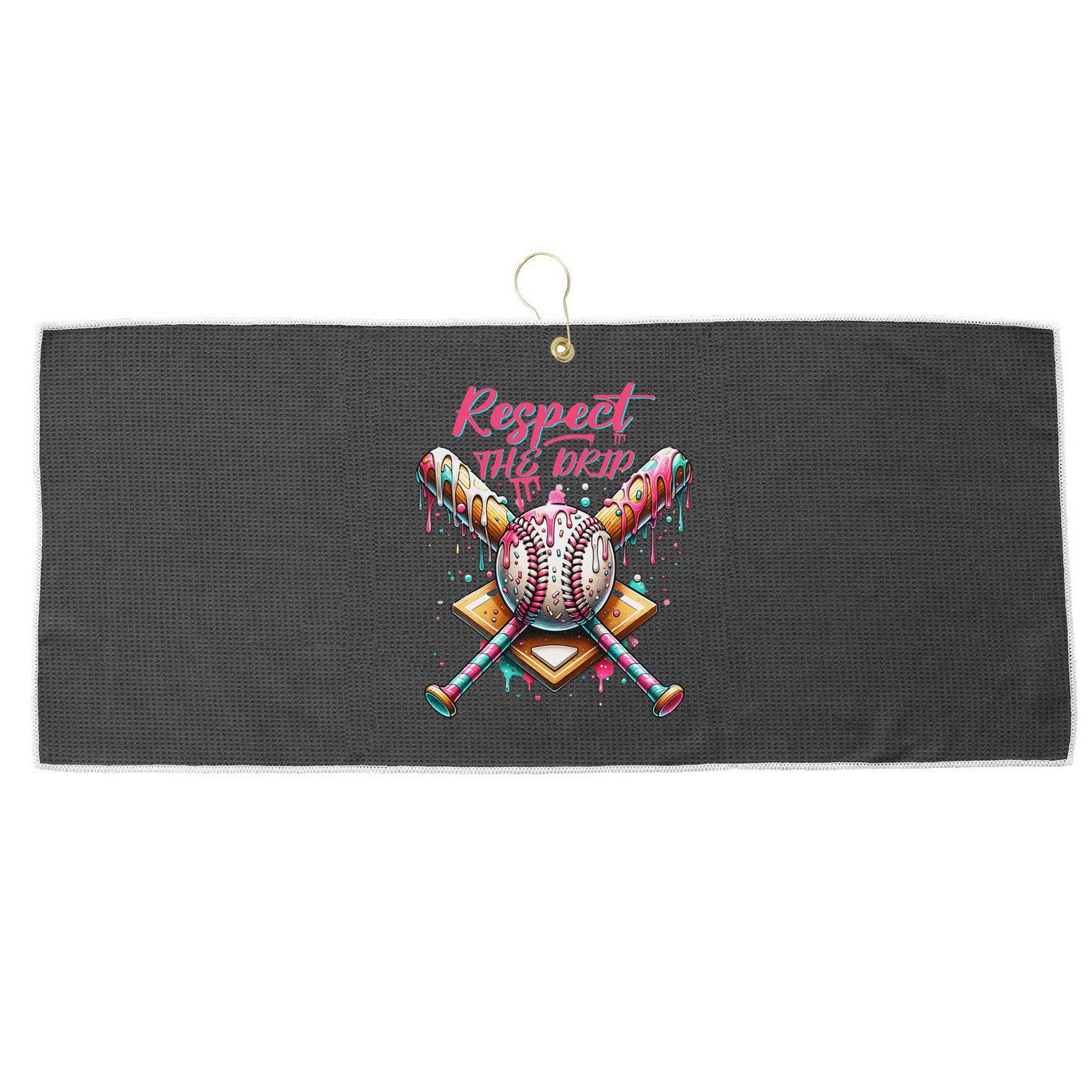 Respect The Drip Ice Cream Dripping Large Microfiber Waffle Golf Towel