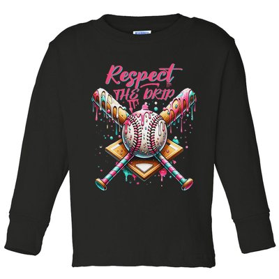 Respect The Drip Ice Cream Dripping Toddler Long Sleeve Shirt