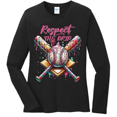 Respect The Drip Ice Cream Dripping Ladies Long Sleeve Shirt