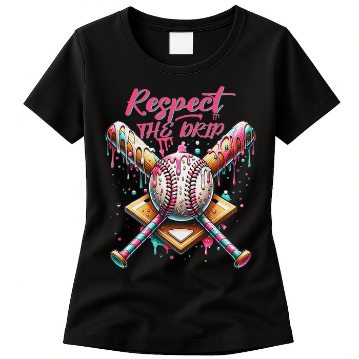 Respect The Drip Ice Cream Dripping Womens T-Shirt