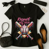 Respect The Drip Ice Cream Dripping Women's V-Neck T-Shirt