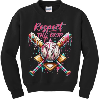 Respect The Drip Ice Cream Dripping Kids Sweatshirt