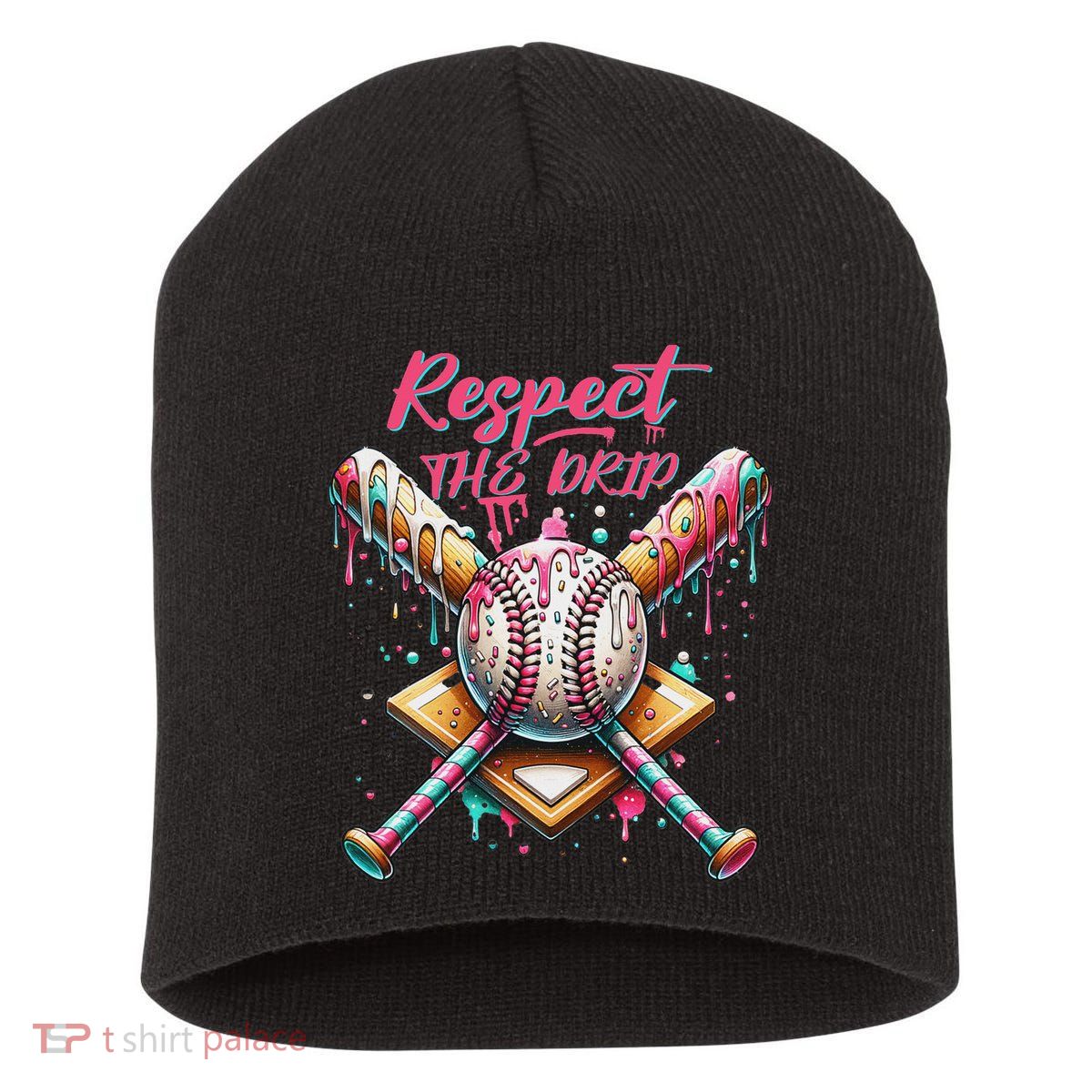 Respect The Drip Ice Cream Dripping Short Acrylic Beanie