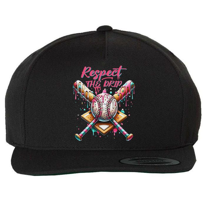 Respect The Drip Ice Cream Dripping Wool Snapback Cap