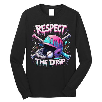 Respect The Drip Baseball Ice Cream Drip Vibes Squad Long Sleeve Shirt